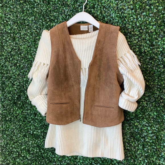 On Trend Vintage Genuine Suede Brown Zip-up Vest - Picture 5 of 14